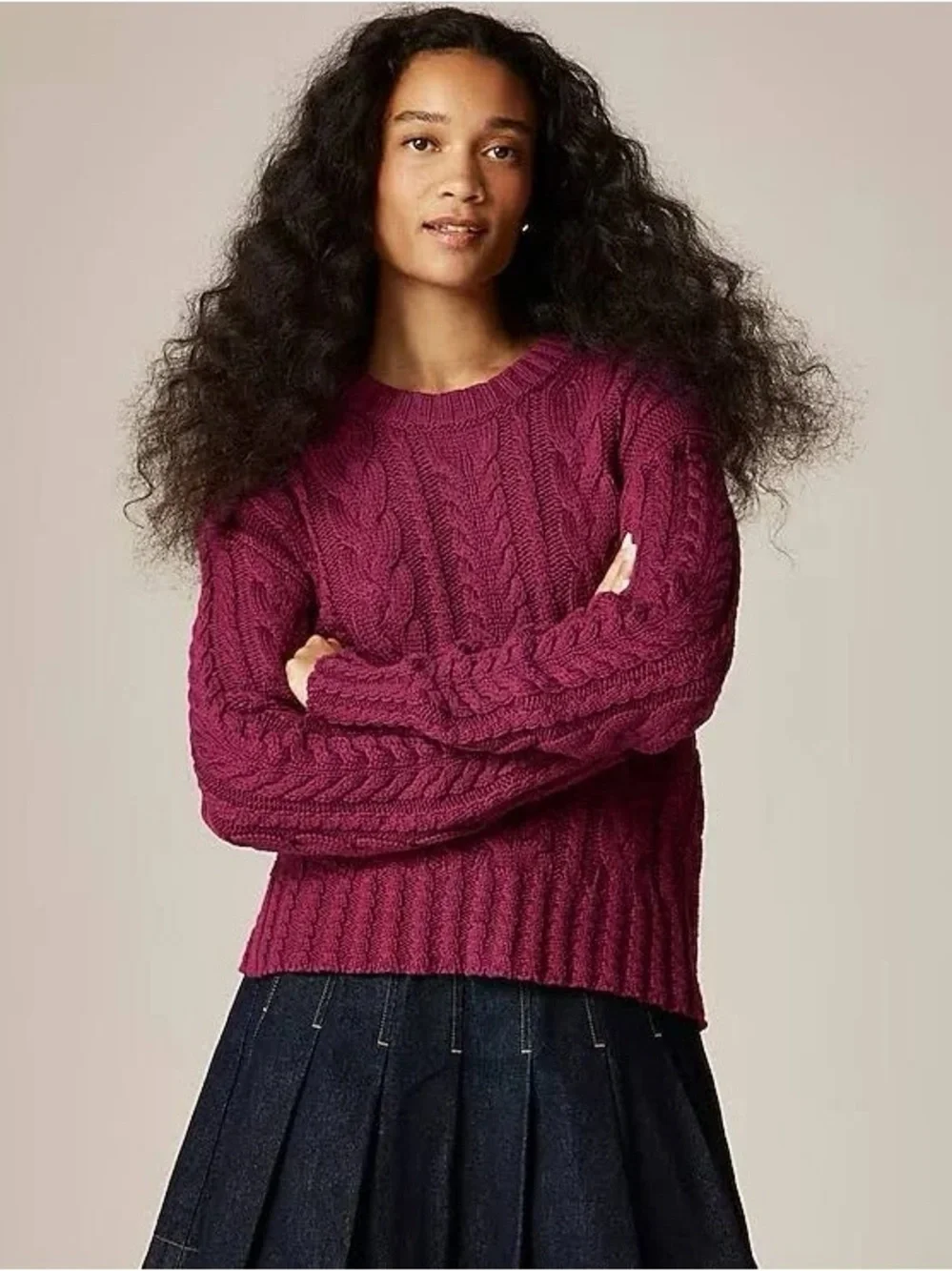 J crew Cable-knit crewneck sweater